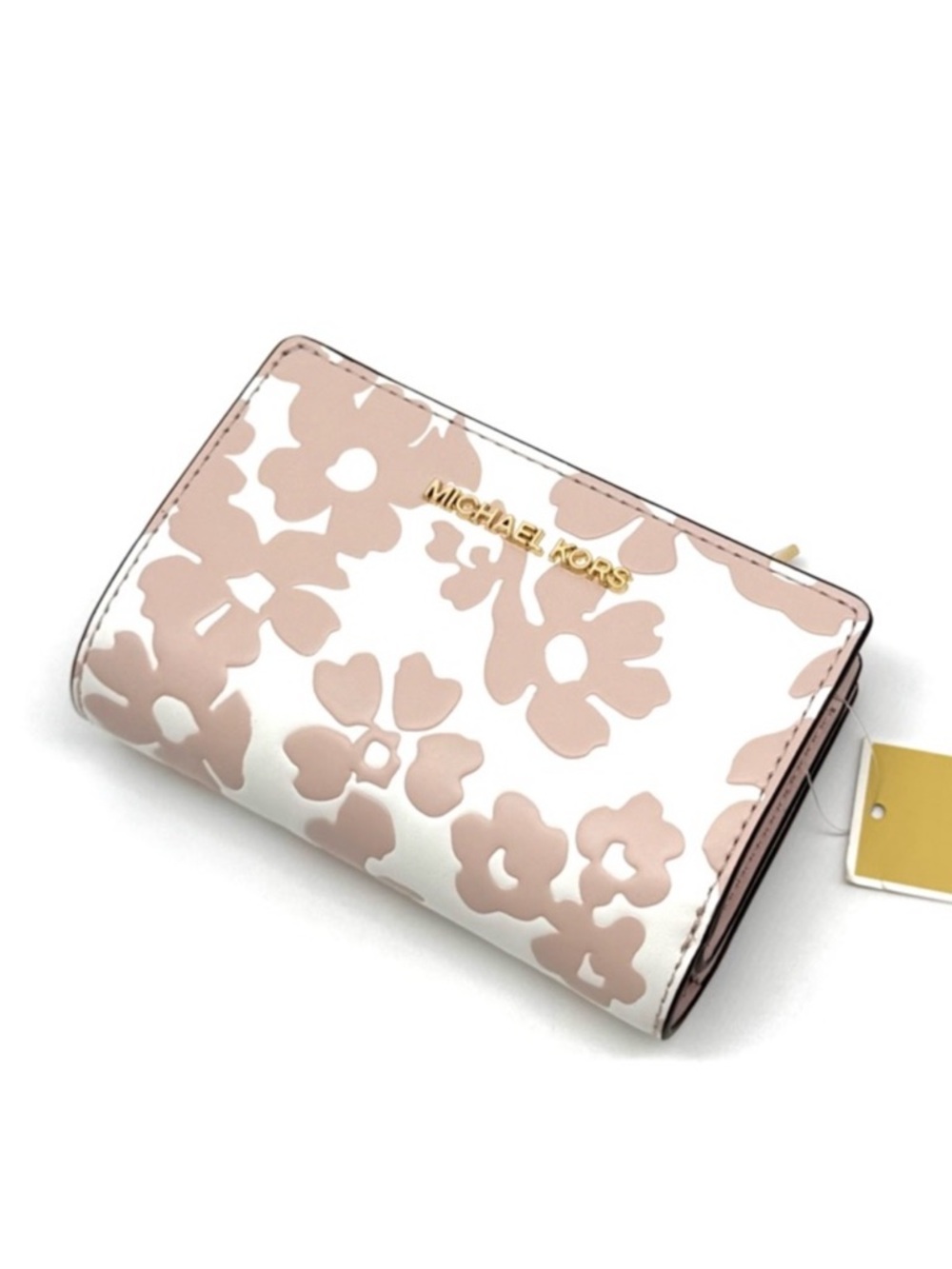Michael Kors Medium Quilted Bifold Zip Chain Wallet Powder Blush